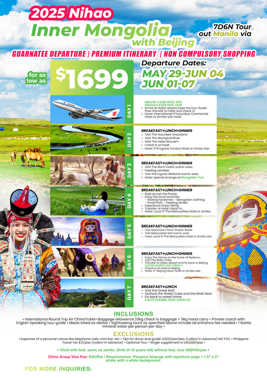 7-Day Inner Mongolia + Beijing