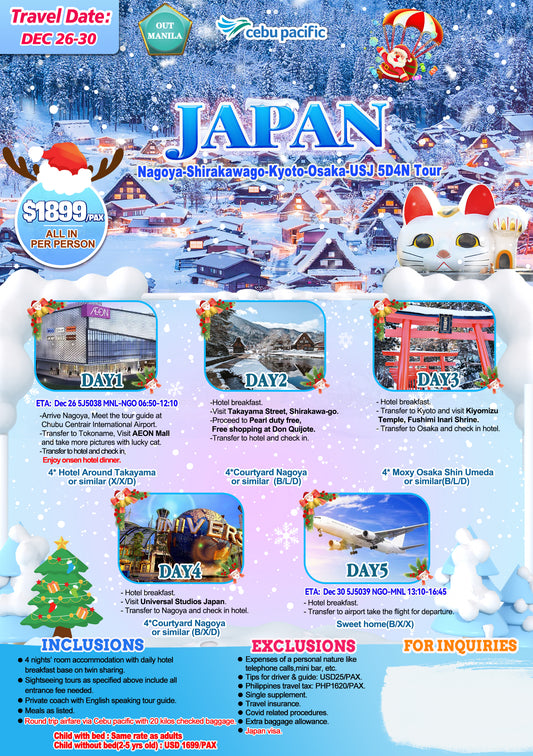 Nagoya-Shirakawago-Kyoto-Osaka-USJ