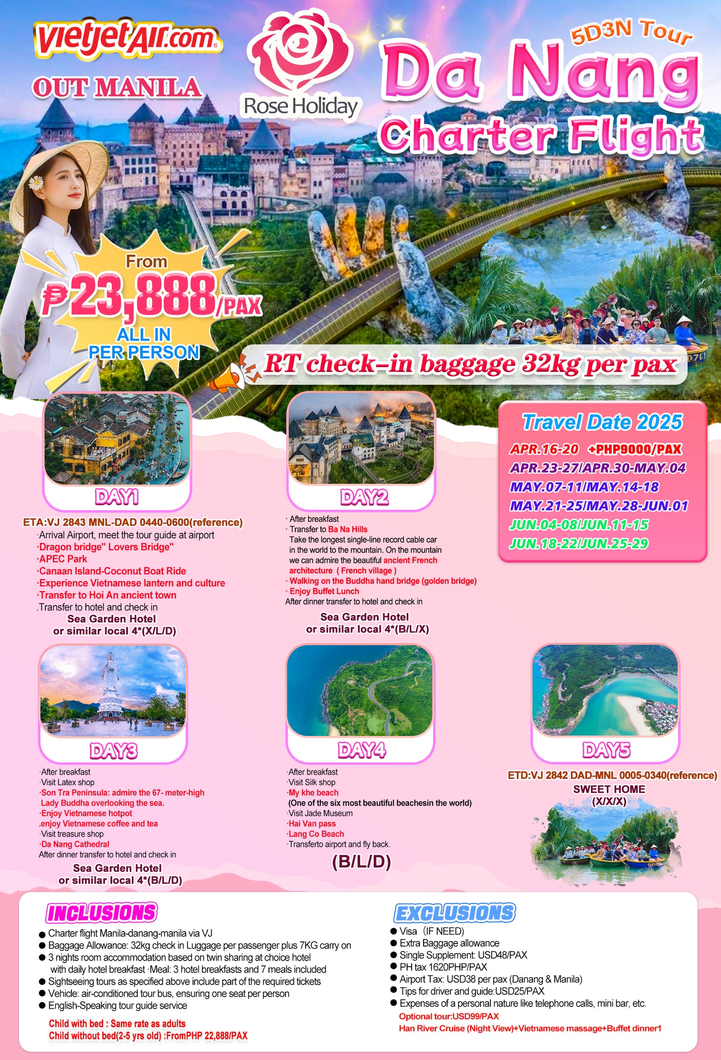 Da Nang Charter Flight 5D3N Tour