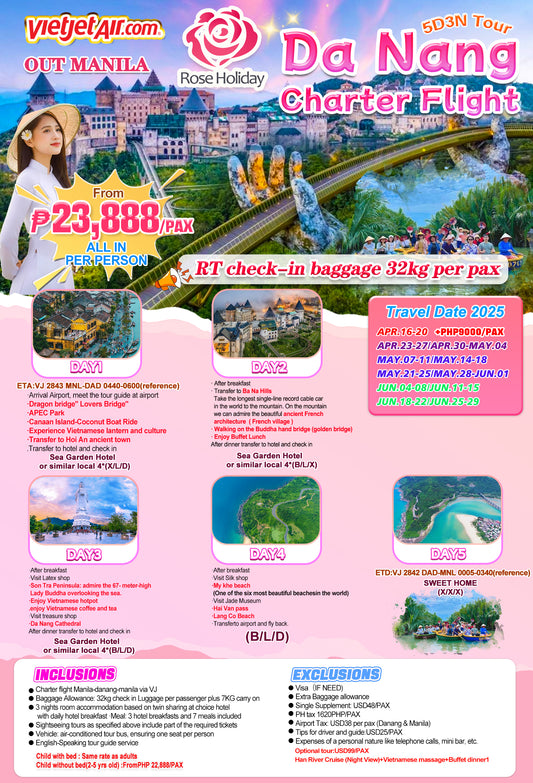 Da Nang Charter Flight 5D3N Tour