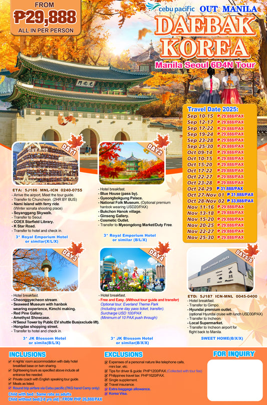 Daebak Korea 6D4N Tour