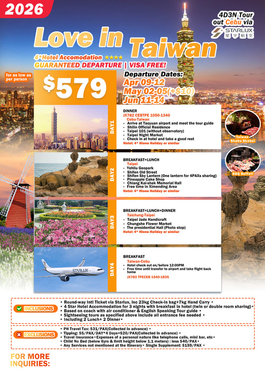 2026 Love in Taiwan Tour (Out of Cebu)