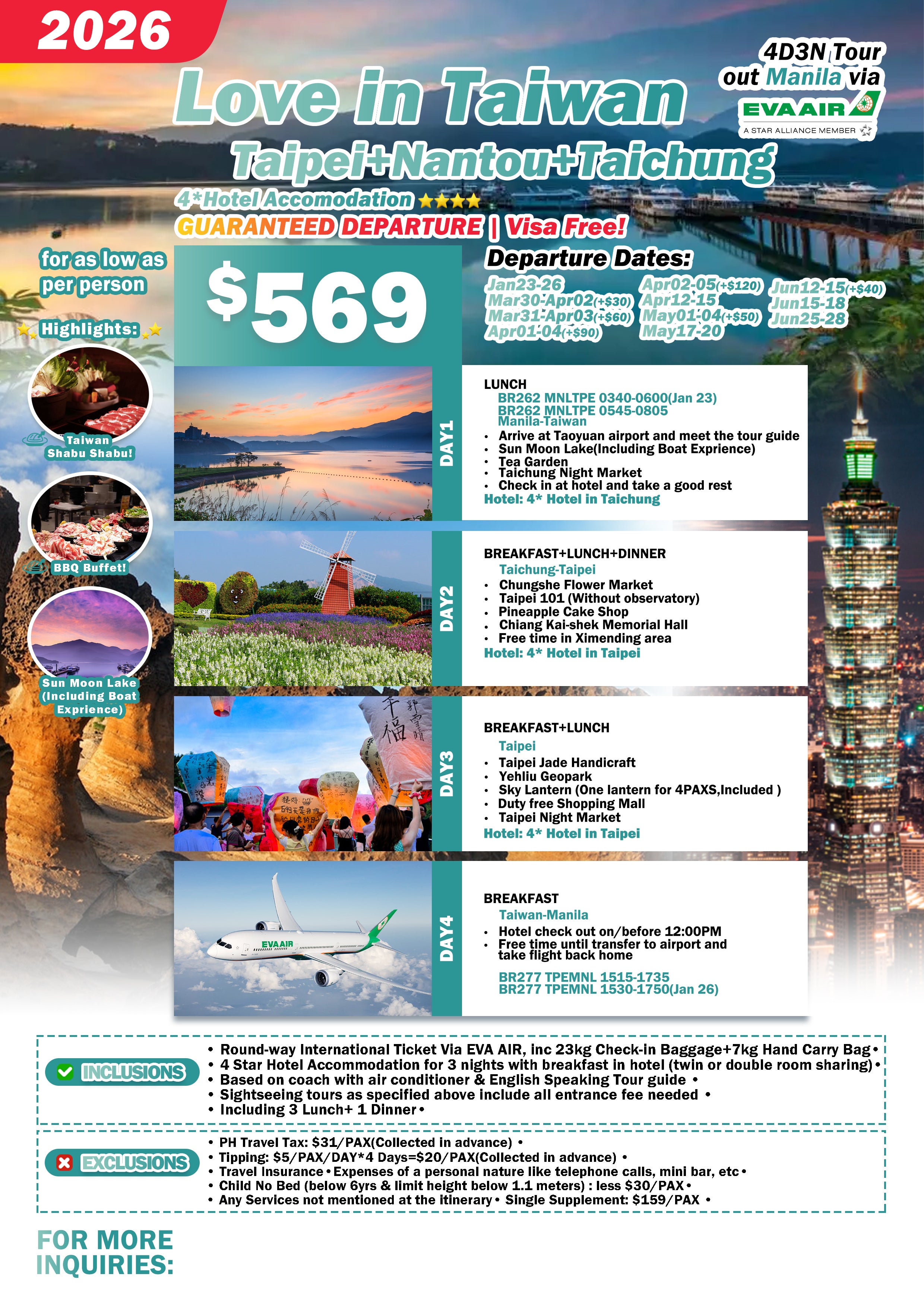 2026 Love In Taiwan Tour Taipei Nantou Taichung Pybtt