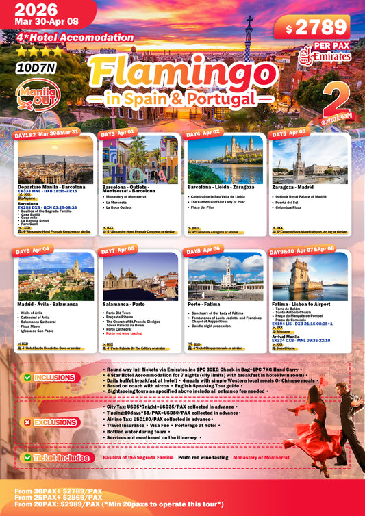 Flamingo in Spain & Portugal 10D7N – 2026