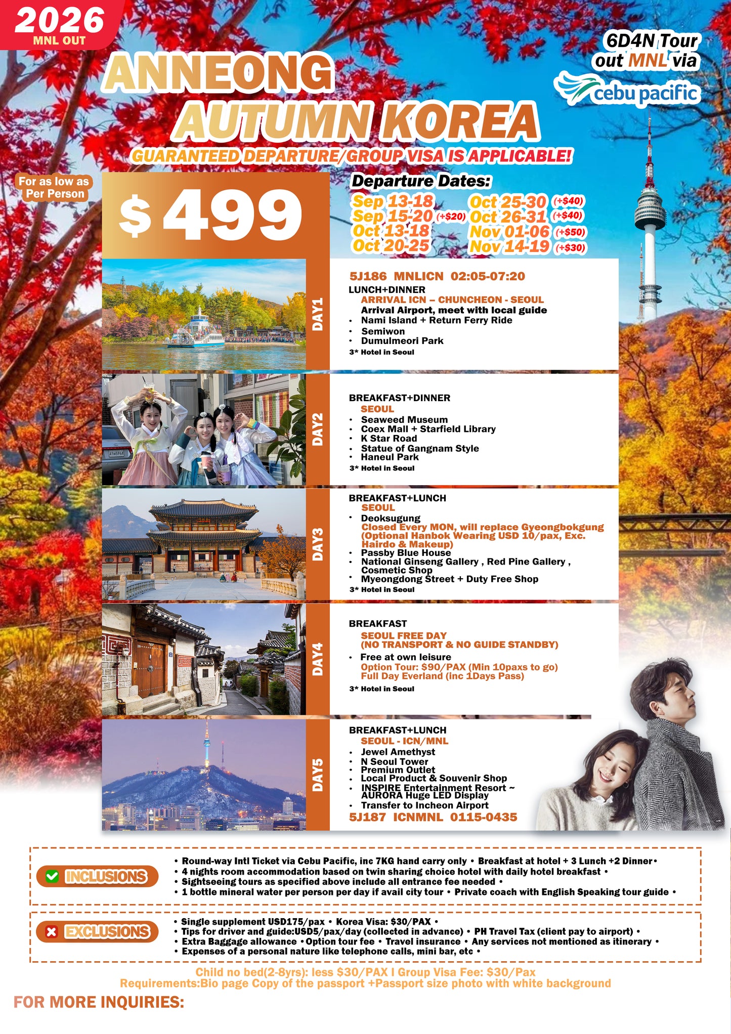 Anneong Autumn Korea 6D4N Tour – 2026