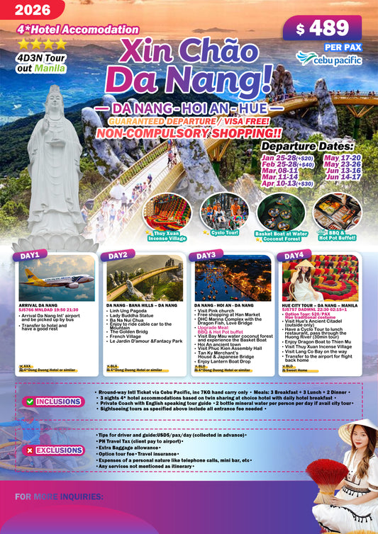 Xin Chào Da Nang! 4D3N Da Nang – Hoi An – Hue Tour 2026