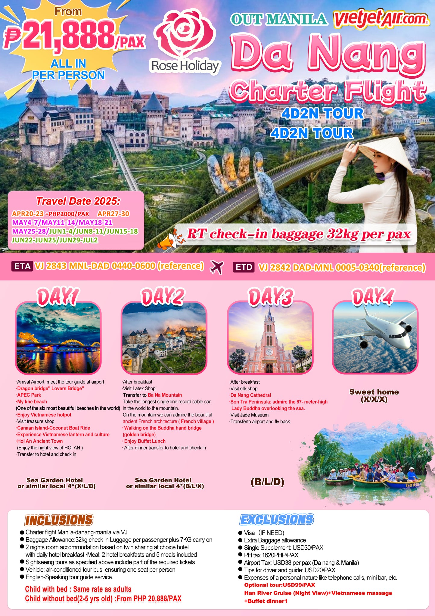 Da Nang Charter Flight 4D2N Tour