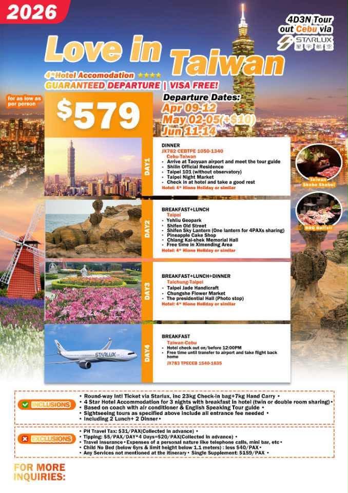 Love in Taiwan 4D3N Tour 2026