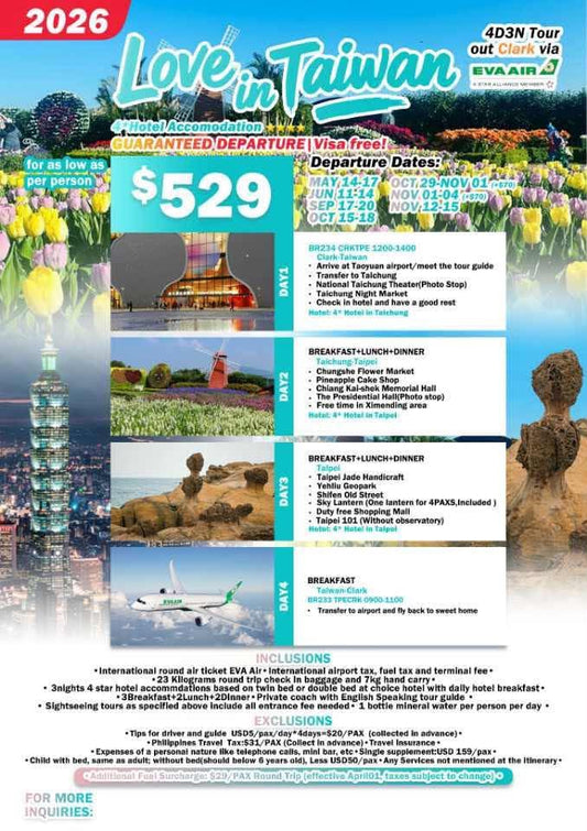 Love in Taiwan 4D3N Tour 2026