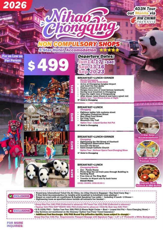 Nihao Chongqing 4D3N Tour 2026