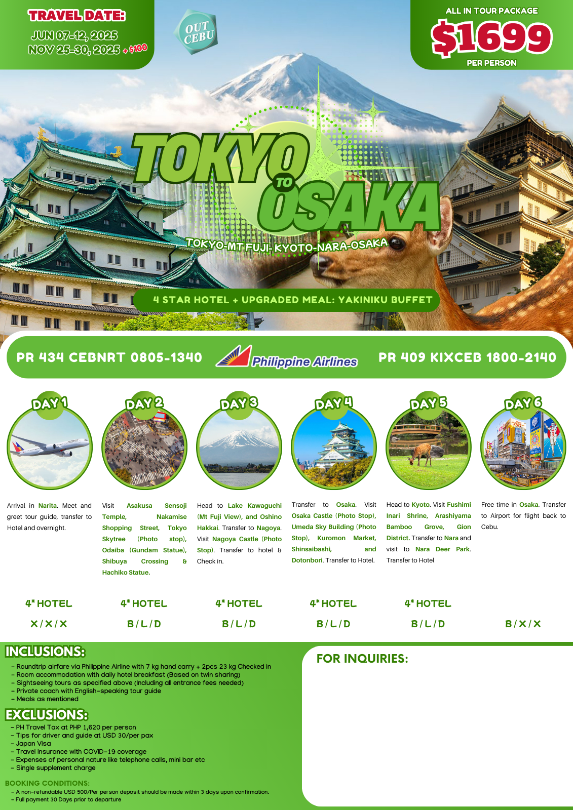 🇯🇵 6D5N TOKYO - OSAKA TOUR (Out of Cebu)