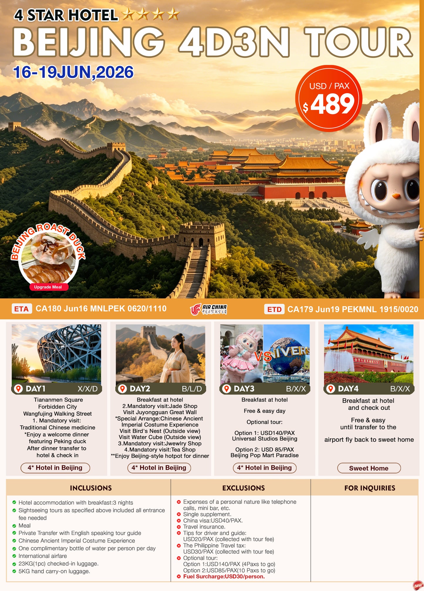 Beijing 4D3N Experience 2026