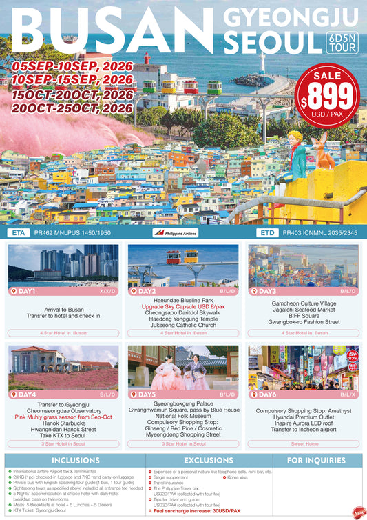 Busan–Gyeongju–Seoul 6D5N Experience 2026