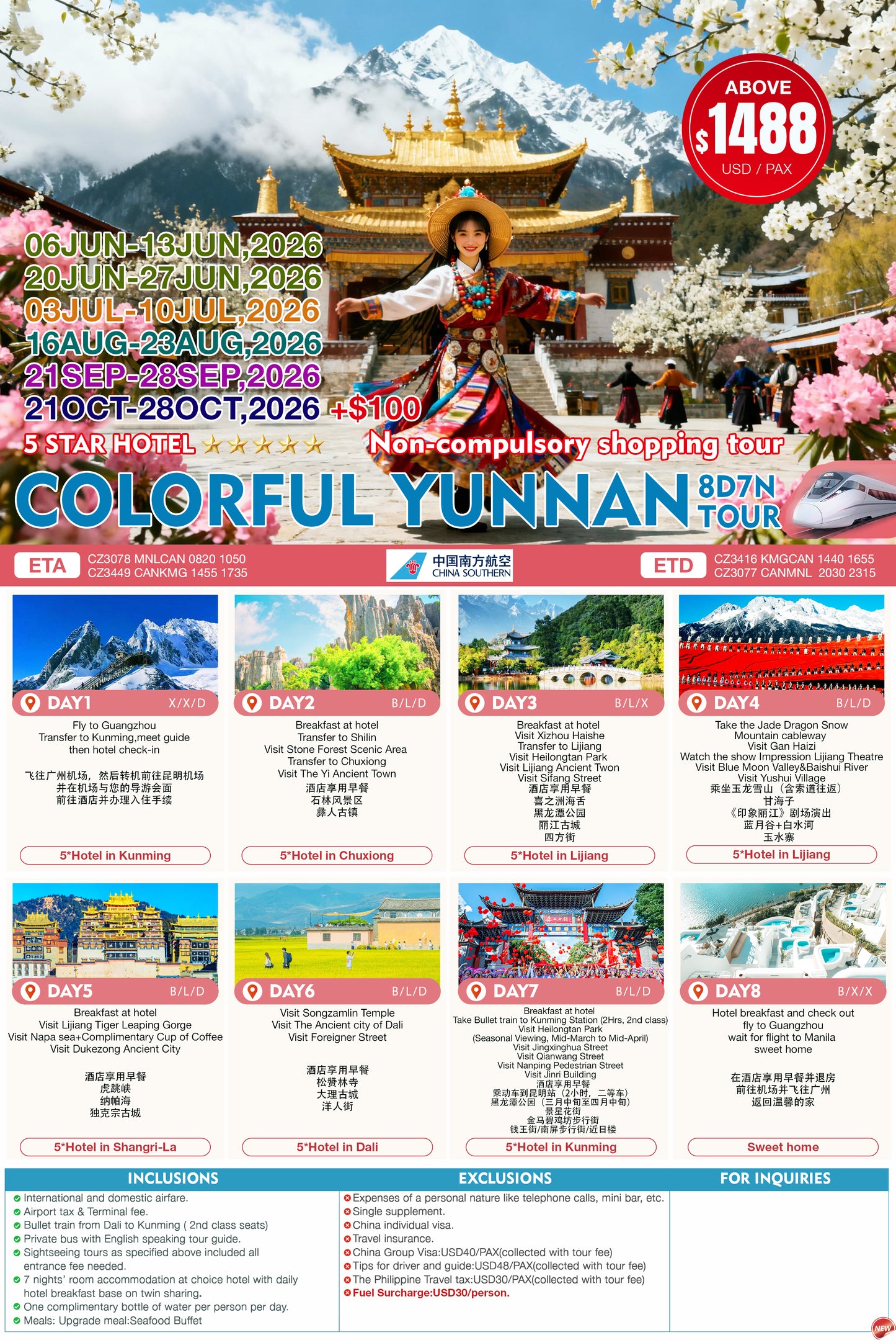 Colorful Yunnan 8D7N Tour