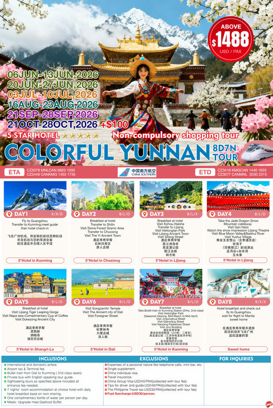 Colorful Yunnan 8D7N Tour