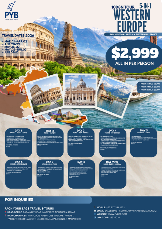 Western Europe 10D8N Tour – 5-in-1 Classic Europe Adventure