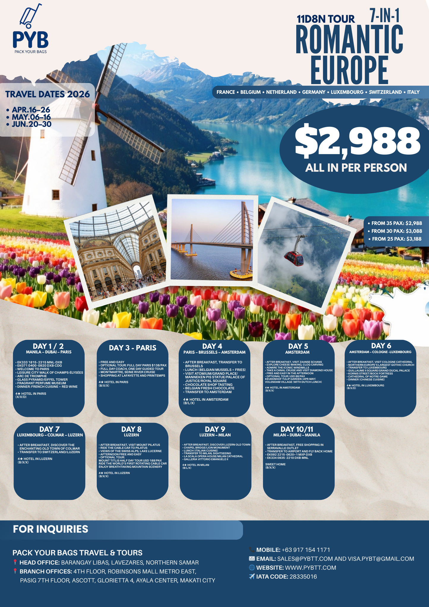 11D8N 7-in-1 Romantic Europe Tour