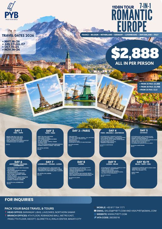 Romantic Europe 11D8N Tour – 7 Countries in 1 Journey