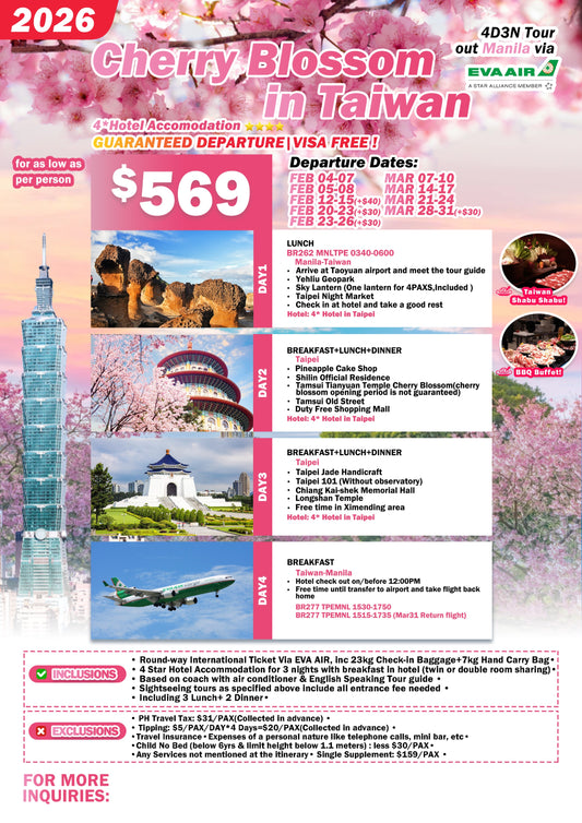 2026 Cherry Blossom in Taiwan Tour