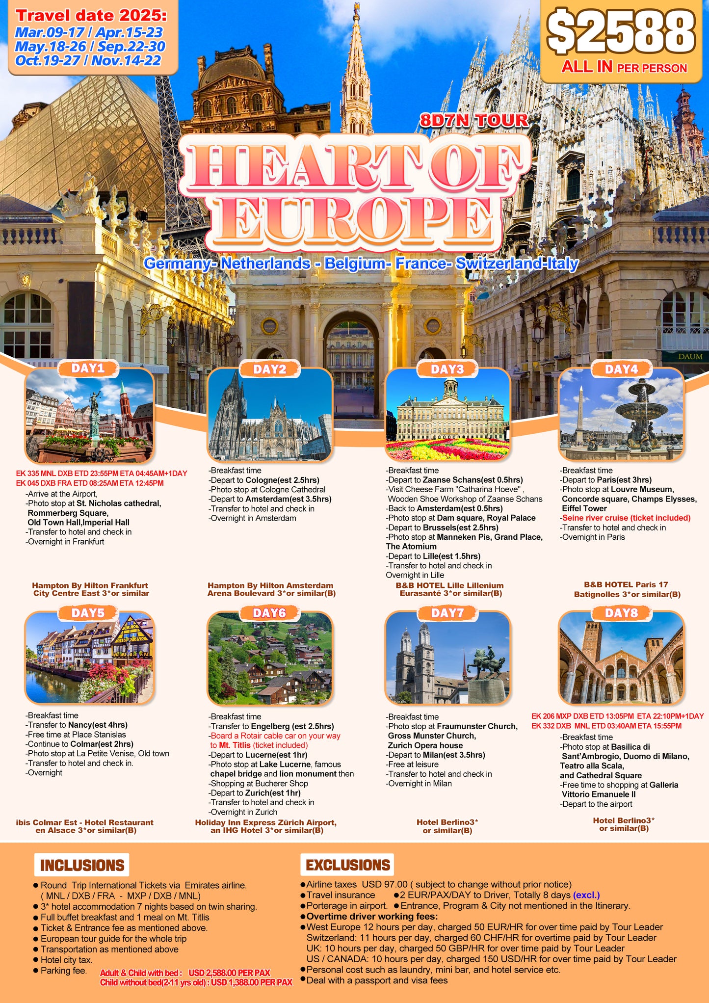 Heart of Europe 8D7N Tour