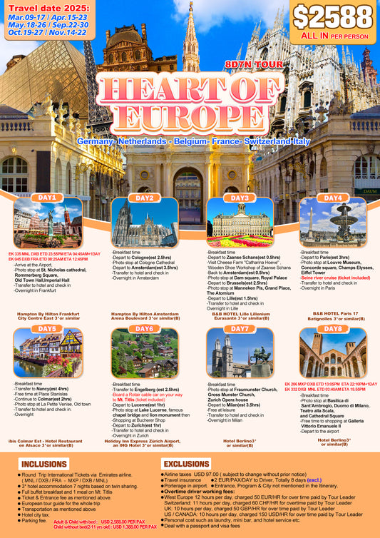 Heart of Europe 8D7N Tour