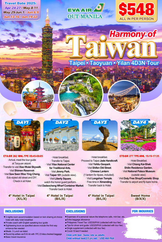 Harmony of Taiwan 4D3N Tour