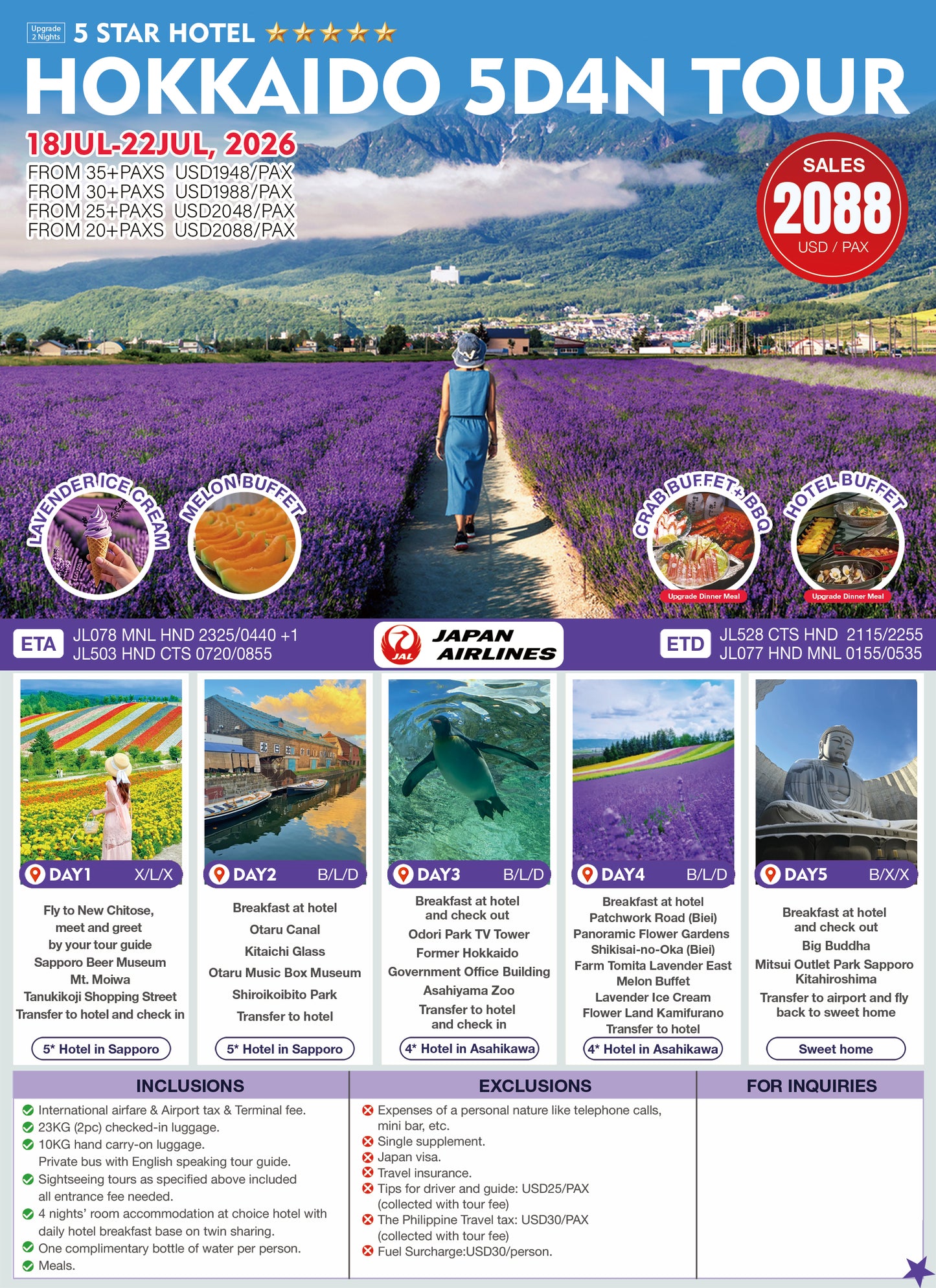 Hokkaido 5D4N Summer Tour