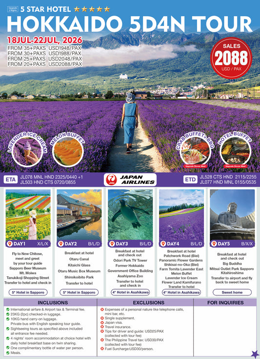 Hokkaido 5D4N Summer Tour