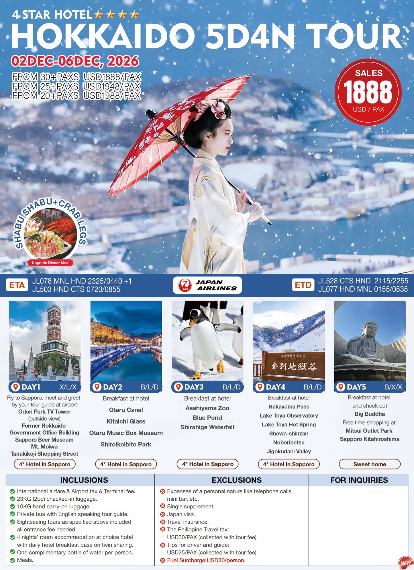 Hokkaido 5D4N Tour