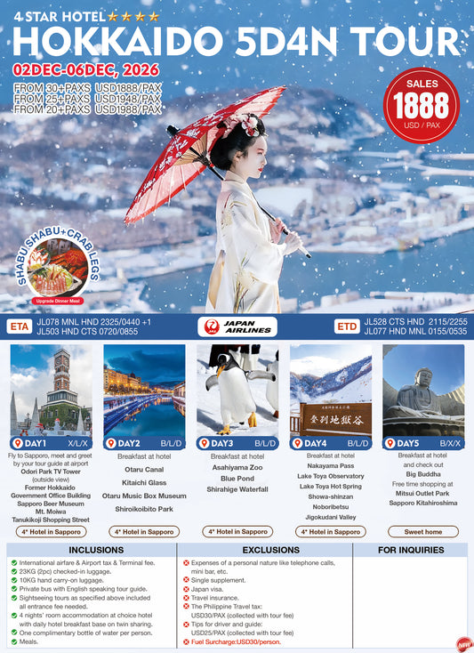 Hokkaido 5D4N Tour