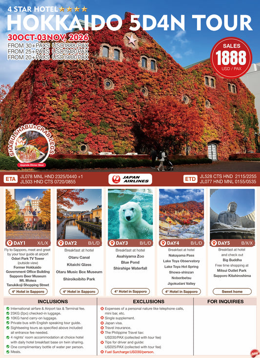 Hokkaido 5D4N Autumn Tour