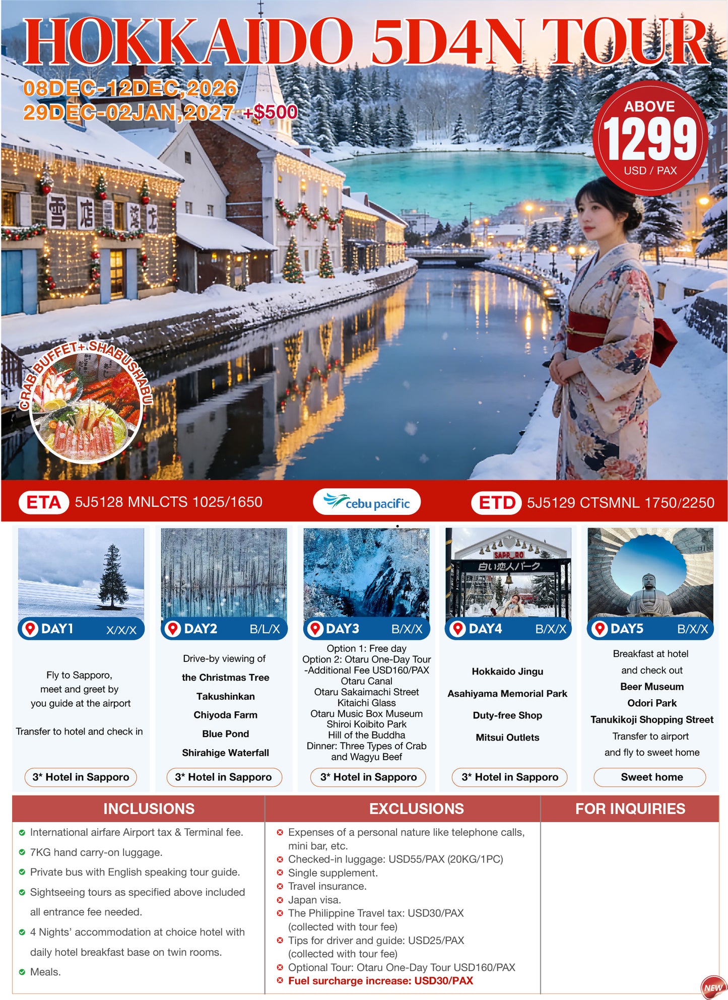 Hokkaido 5D4N Winter Tour