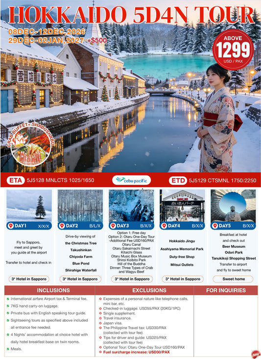 Hokkaido 5D4N Winter Tour