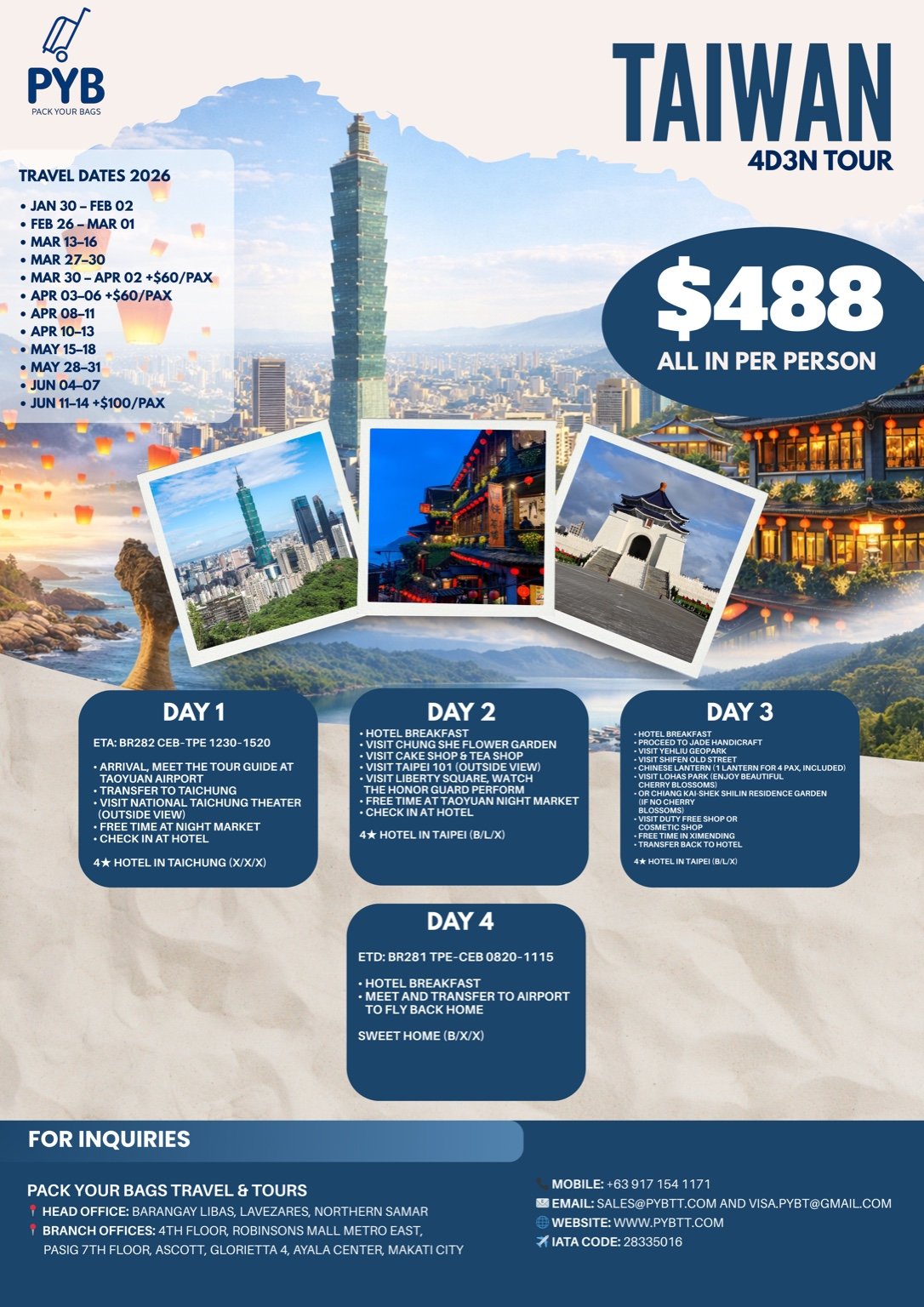 Taiwan Highlights Escape 4D3N Tour