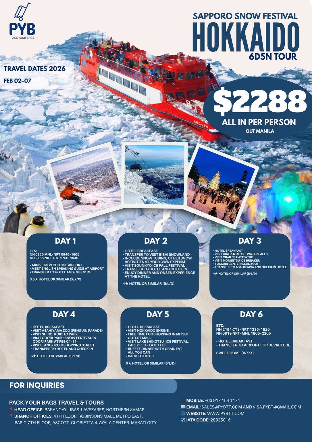 Sapporo Snow Festival Hokkaido 6D5N Winter Tour