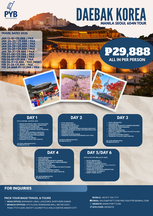 Daebak Korea: Winter–Spring Seoul Experience 6D4N (Manila–Seoul Tour)