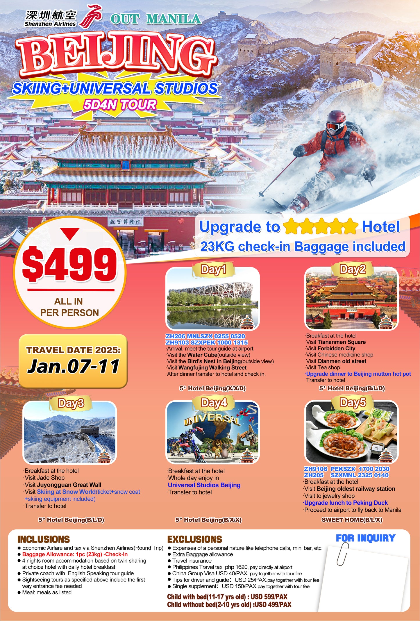 Beijing Skiing + Universal Studio