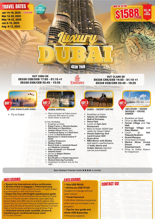 LUXURY DUBAI (4D3N TOUR)