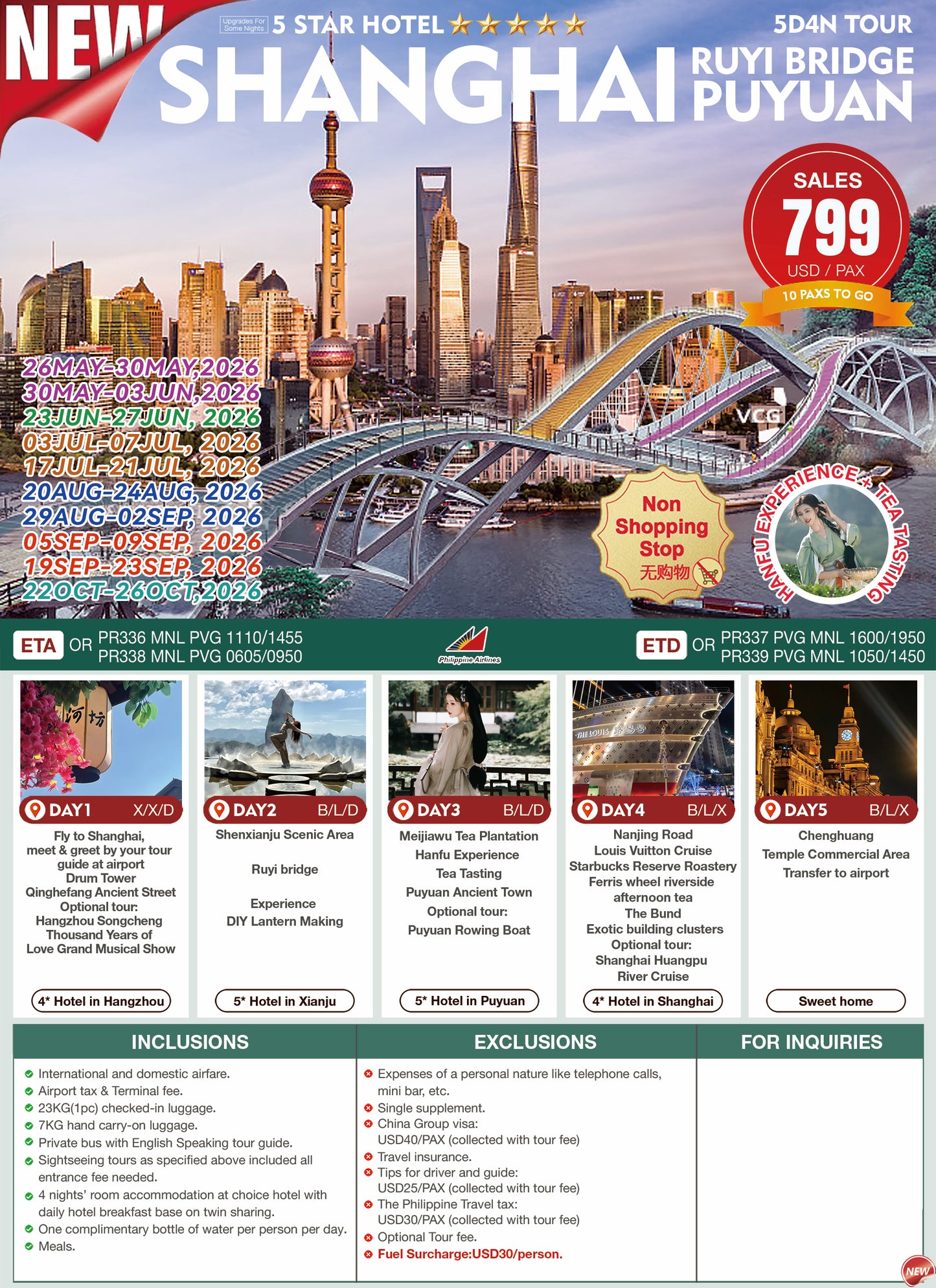 Shanghai – Ruyi Bridge – Puyuan 5D4N Tour