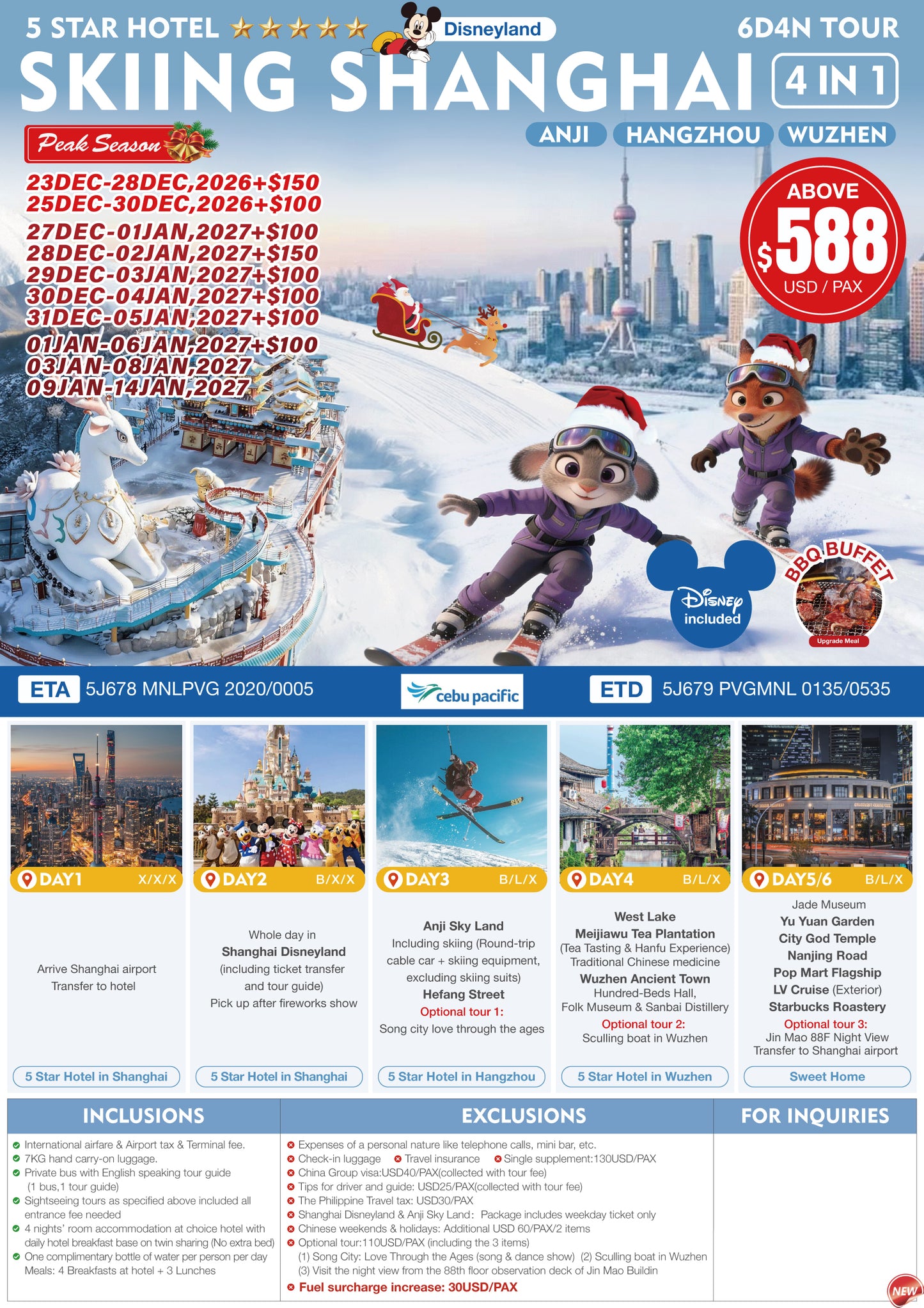 Skiing Shanghai 4-in-1 6D4N Tour