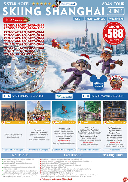 Skiing Shanghai 4-in-1 6D4N Tour