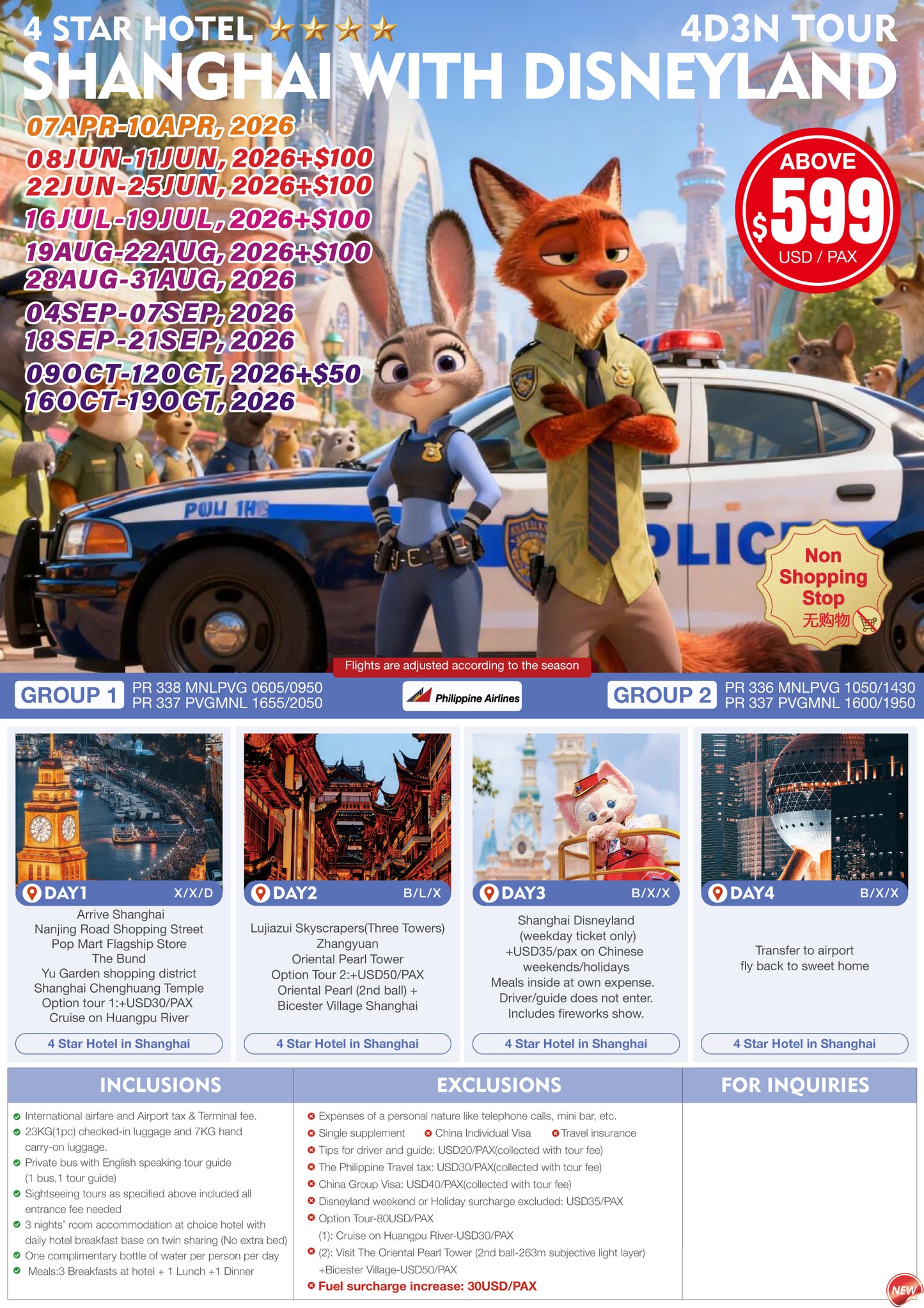 Shanghai with Disneyland 4D3N Tour