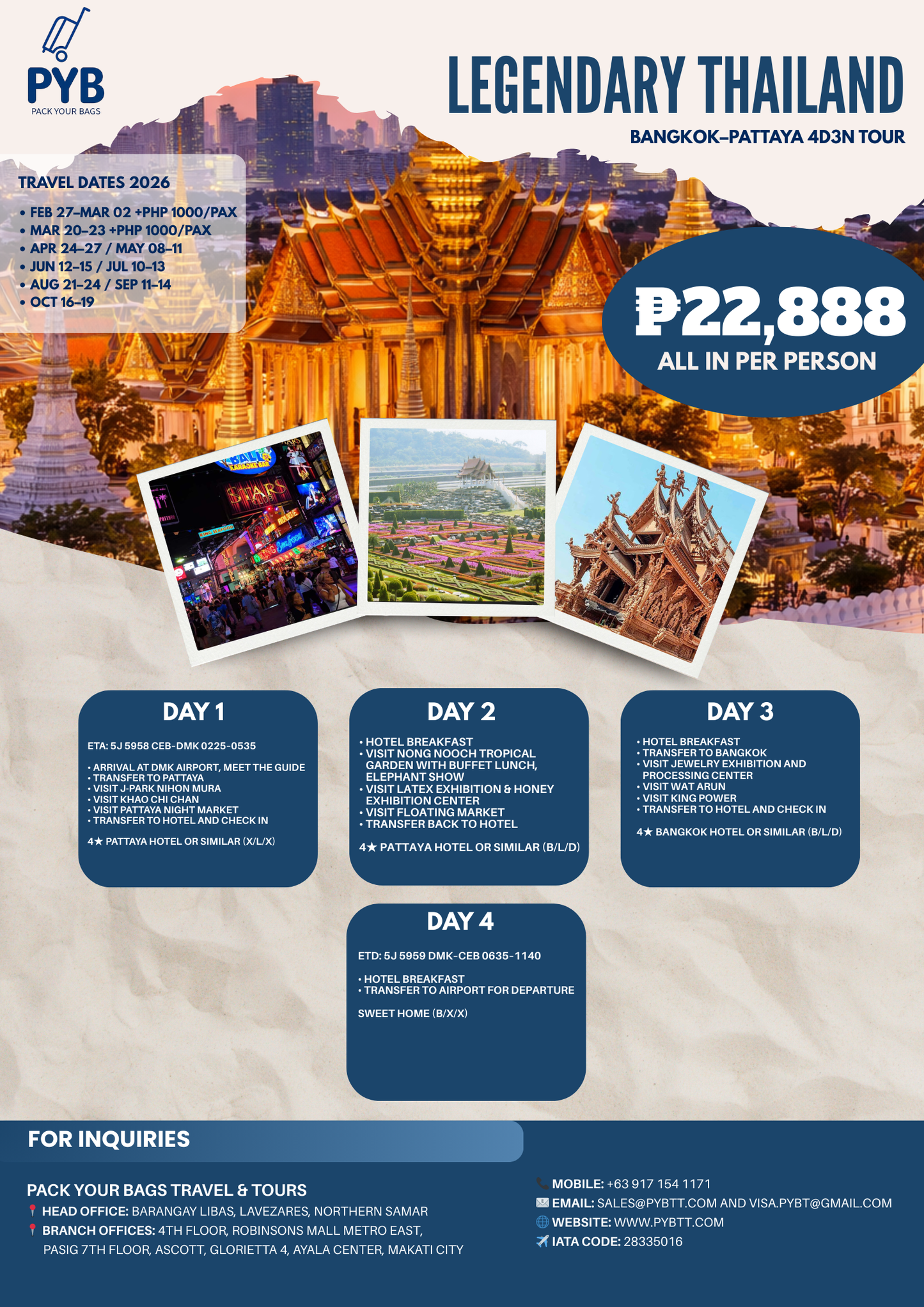 Legendary Thailand: Bangkok–Pattaya Highlights 4D3N Tour