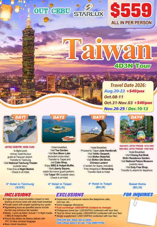 Taiwan 4D3N Experience 2026
