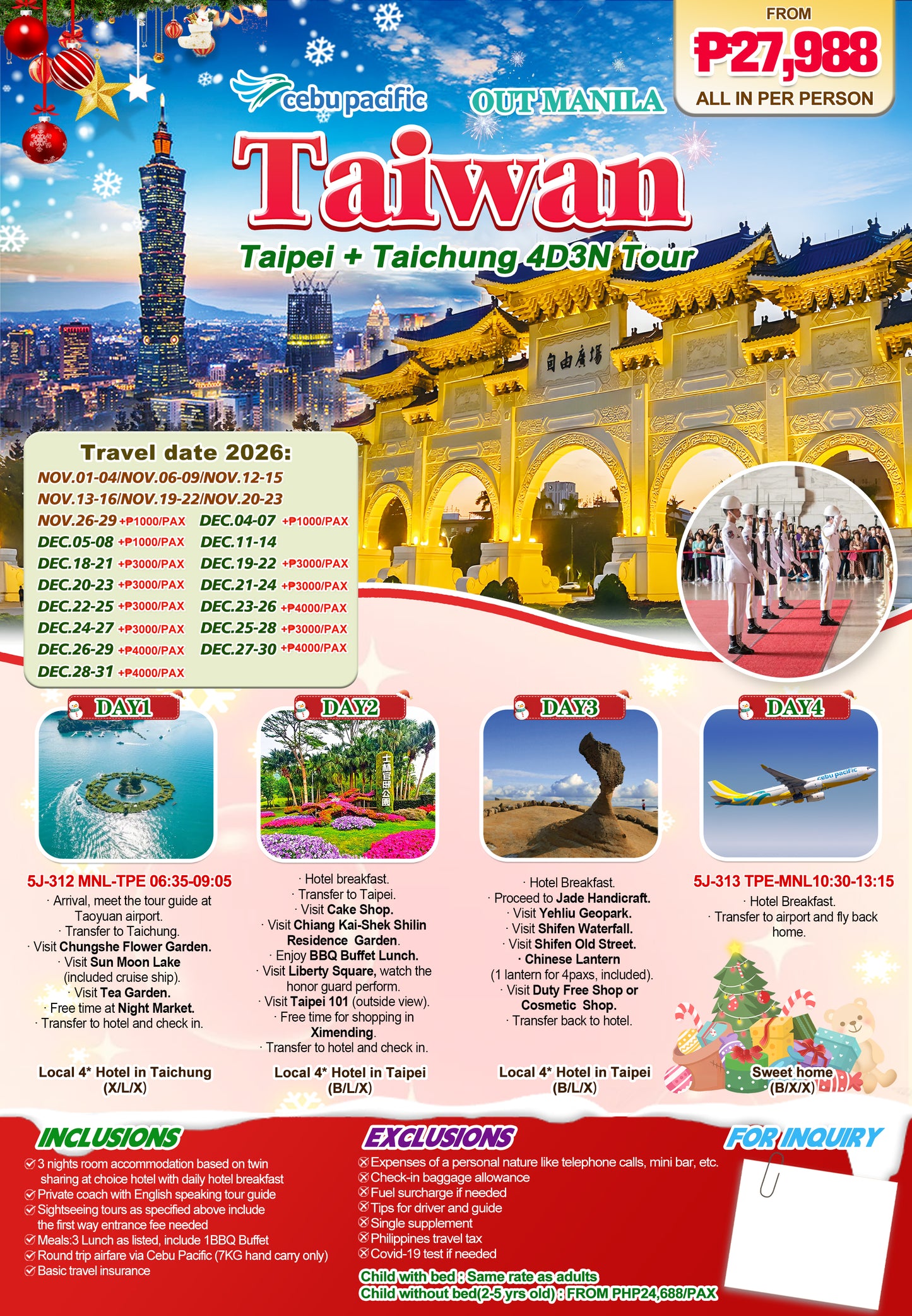 Taiwan Taipei + Taichung 4D3N Tour