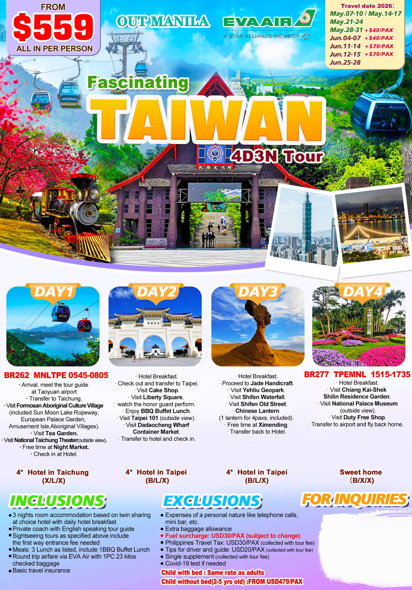Fascinating Taiwan 4D3N Tour