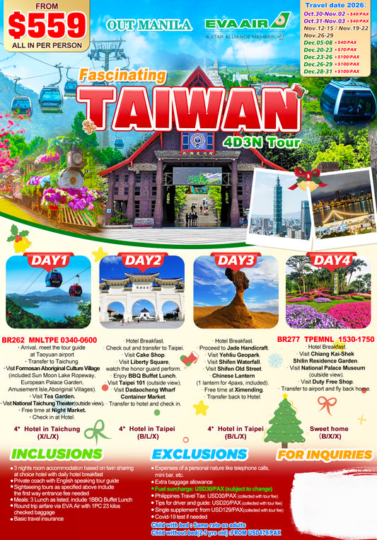 Taiwan Fascinating 4D3N Experience 2026