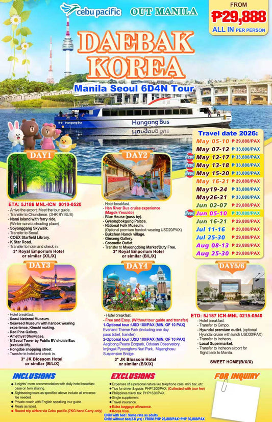 Daebak Korea 6D4N Experience 2026
