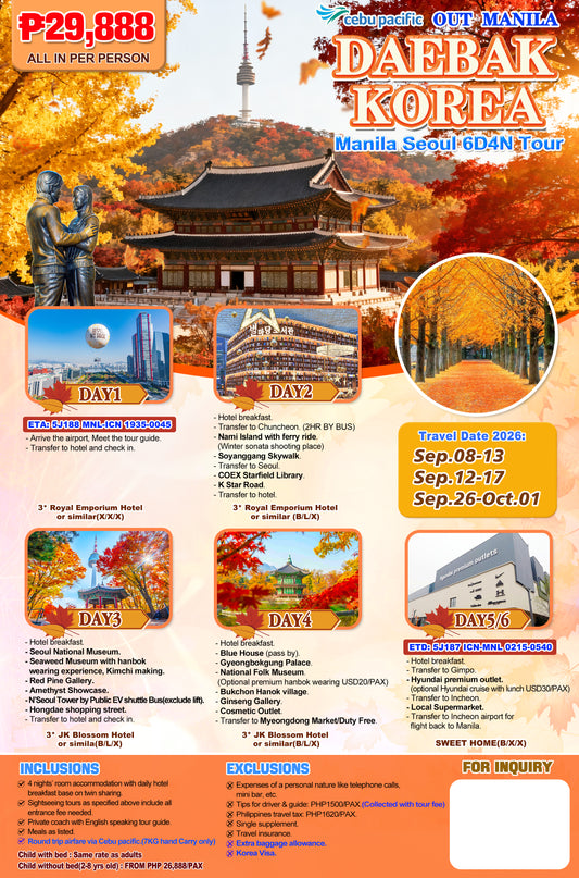 Daebak Korea 6D4N Experience 2026