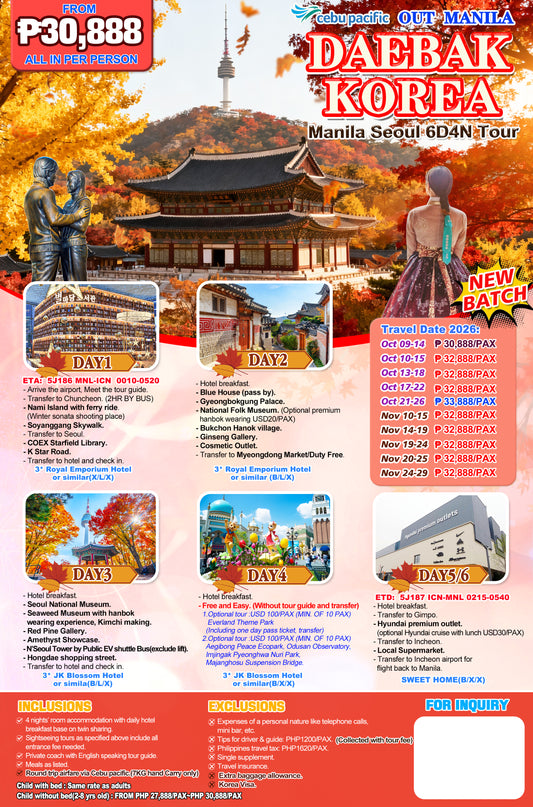Daebak Korea 6D4N Experience 2026